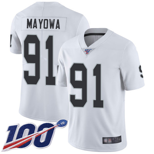 Men Oakland Raiders Limited White Benson Mayowa Road Jersey NFL Football #91 100th Season Vapor Jersey